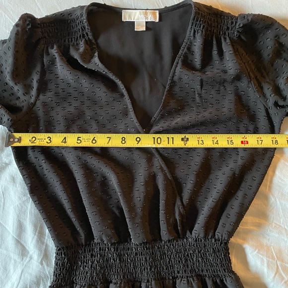 MICHAEL Michael Kors Black Ruffle Hem Smocked Chiffon Dress - Small - Picture 9 of 10